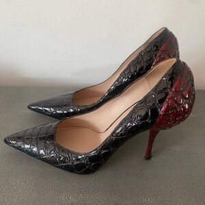 Miu Miu Red And Black Crocodile Leather Pointed Toe Pumps